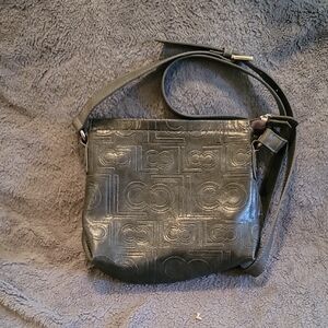 Chic Gray Embossed Liz Claiborne Crossbody Bag